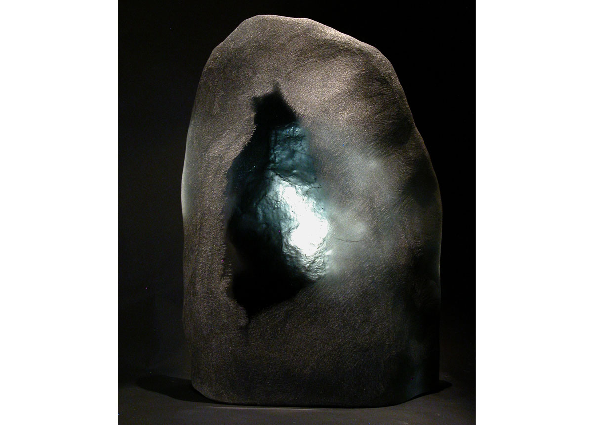 Transcendance : verre bleu/noir - Sculpture de Vladimir Zbynovsky
